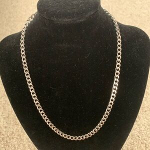 Classic Stainless Steel Silver Curb Chain Necklace